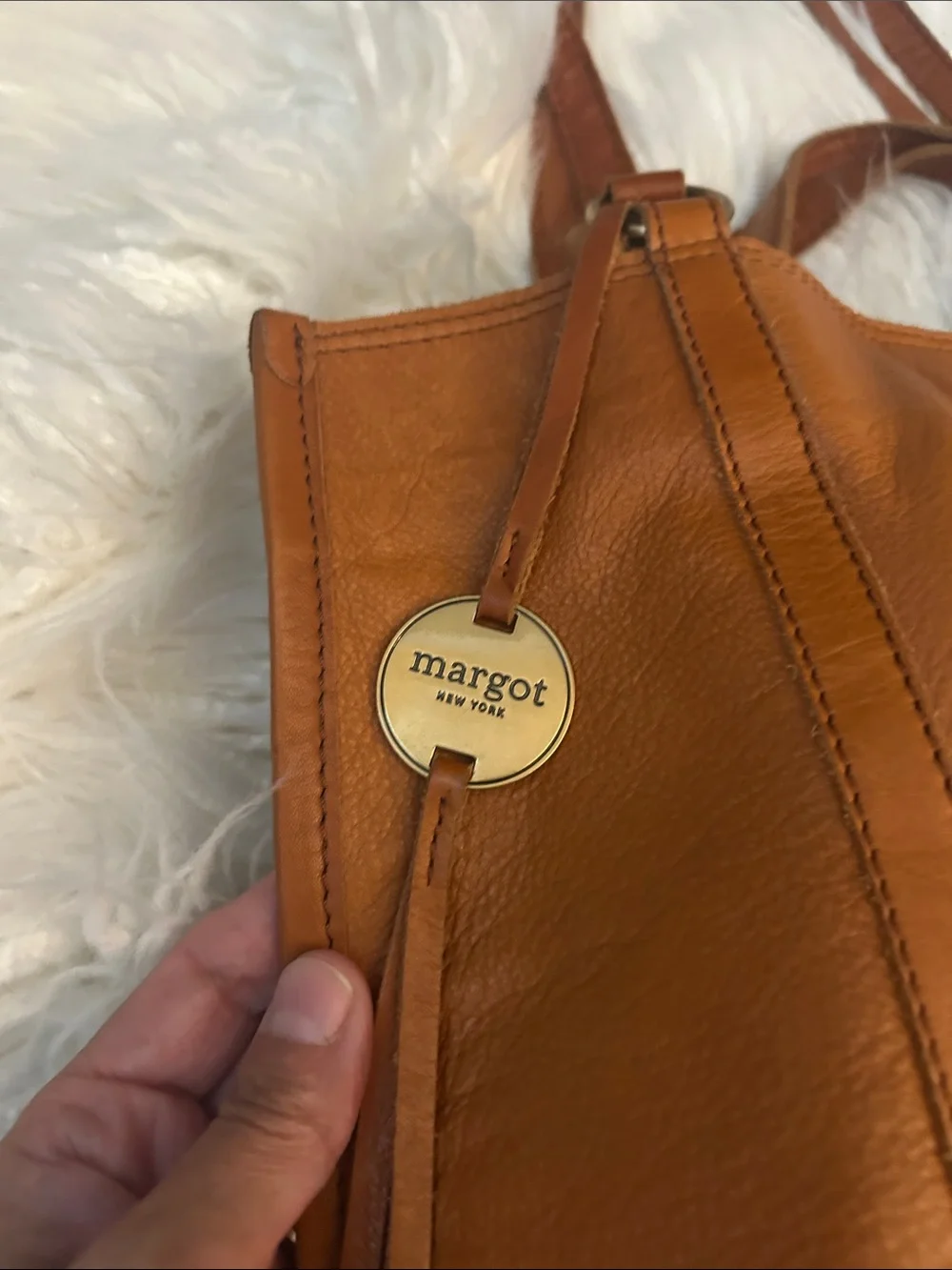 Margot New York leather Tote Bag in Cognac Brown